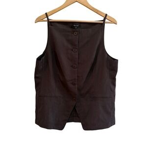 NWT Madewell‎ Womens Size 14 Square-Neck Drapey Twill Vest Brown